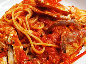 ワタリガニのトマトクリームスパゲッティ