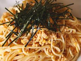 タラコと納豆のスパゲッティ